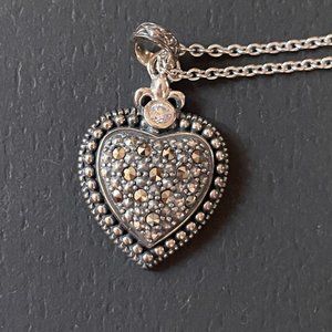 Sterling Silver Marcasite Bold Heart Pendant